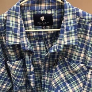 Rocawear Classic short sleeve plaid pockets 3XB